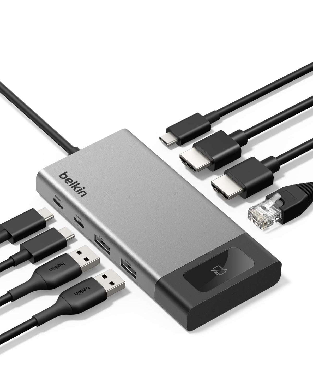 Belkin USB C Hub, 8-in-1 Multi-Port Docking Station 100W - Dual Display Support for Mac, Windows and Chromebook w/ 10Gbps Data Transfer Speeds, Ethernet, Resolutions up to 4K@60Hz