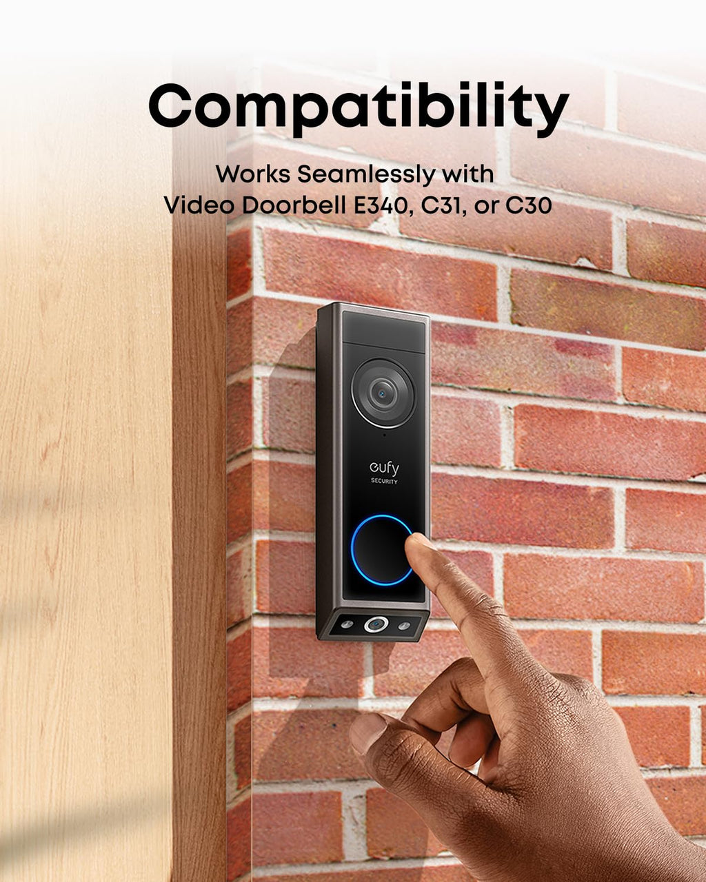 eufy Security Video Doorbell Add-On Chime, Indoor Chime, Requires Video Doorbell E340/C31/C30, No-Delay Ring, Adjustable Volume, 8 Fun Ringtones, Not compatible with HomeBase S280