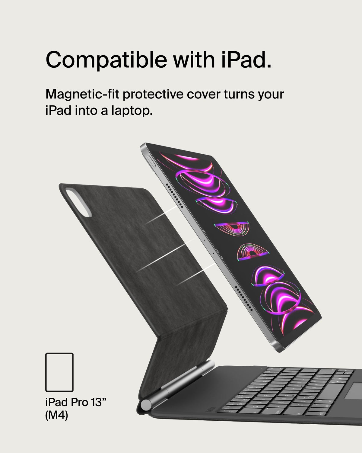 Belkin Pro iPad Keyboard Case with Magnetic Stand, Backlit Bluetooth Keys, Precision Trackpad, Apple Pencil Holder, Premium Leather Design, QWERTY, Media Shortcuts, Compatible with iPad Pro 13” M4/M5