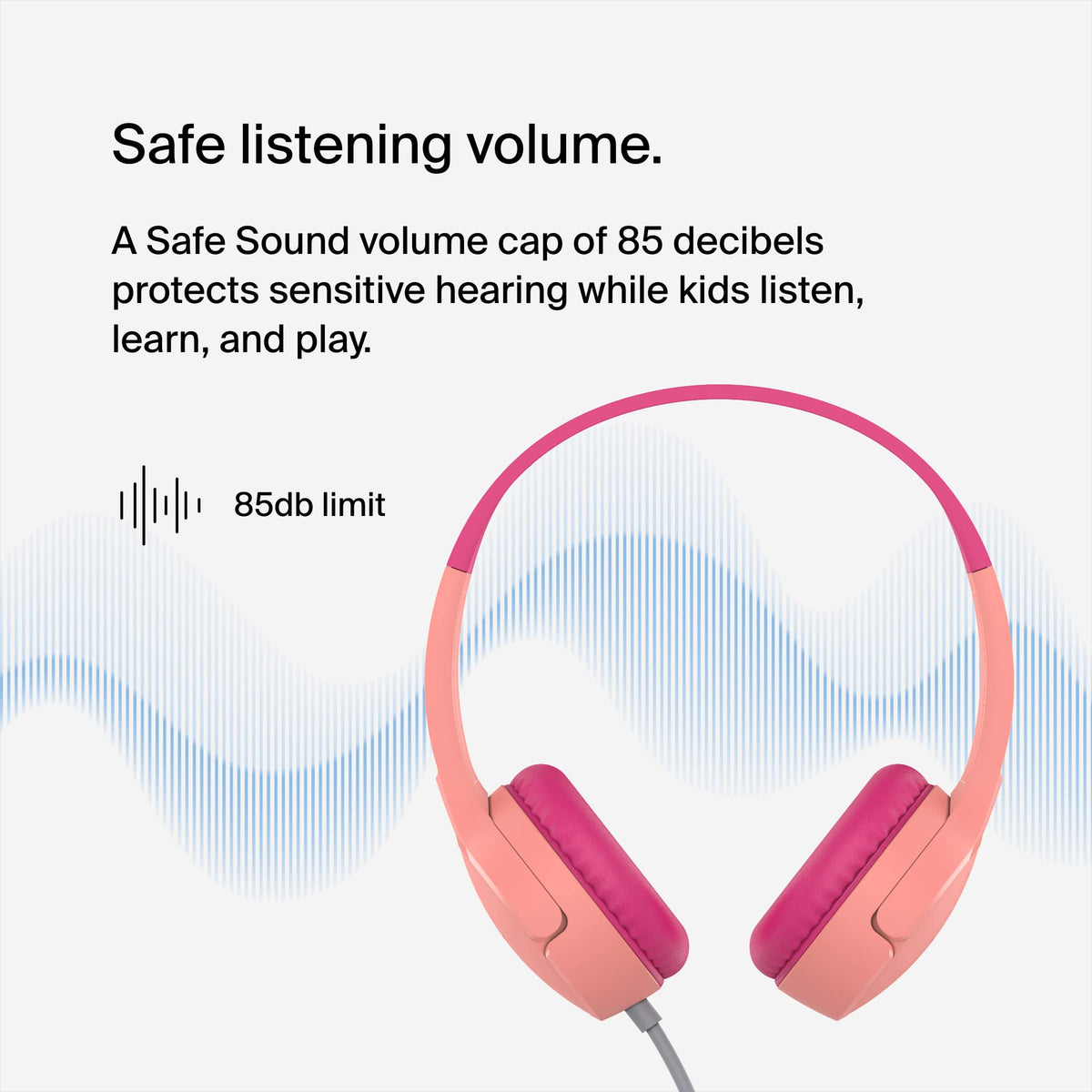 Belkin SoundForm Mini Wired On-Ear Headphones for Kids, Over-Ear Headset for Children with inline Microphone for Online Learning, School, Travel, Play, For 3.5mm Compatible Devices - Pink