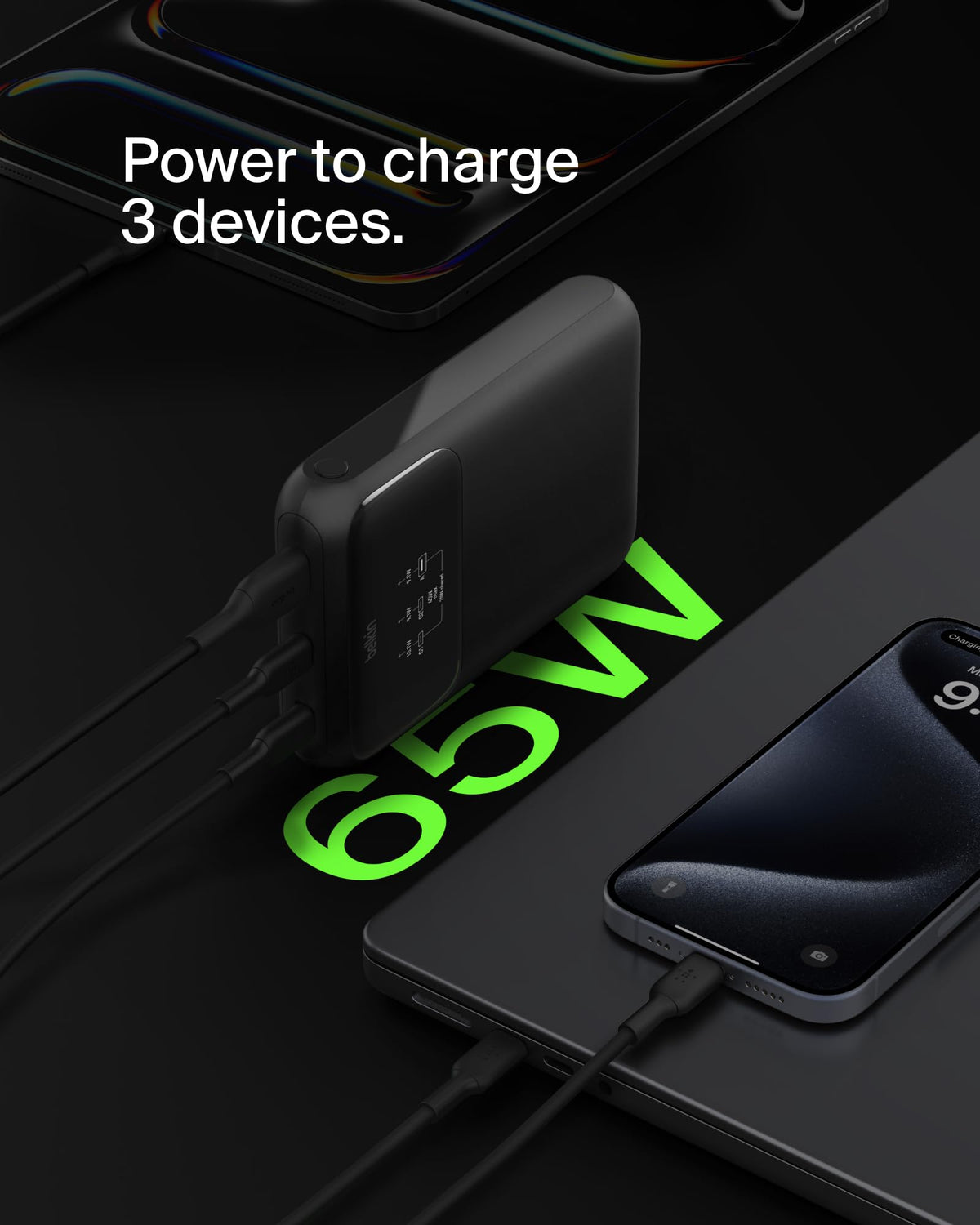 Belkin BoostCharge 20000mAh Laptop Power Bank with 3 USB Ports- Black
