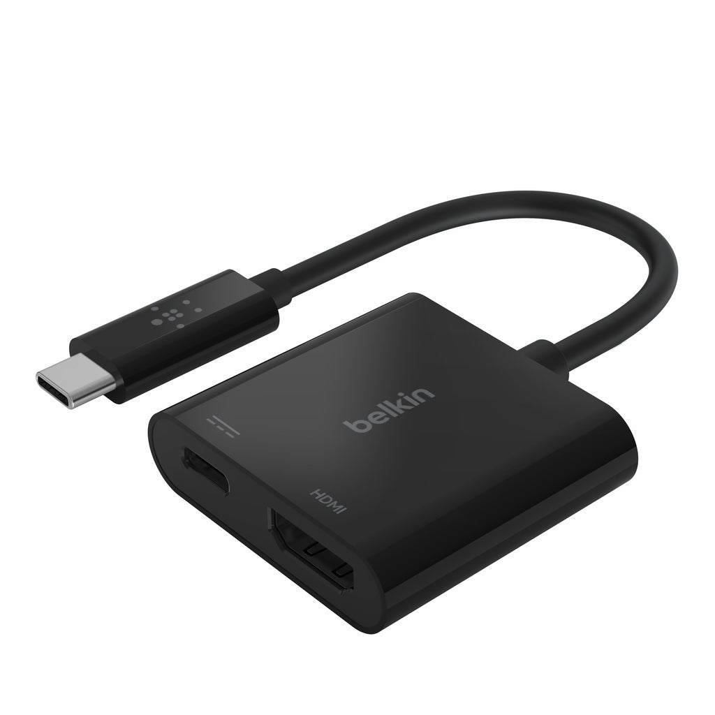 Belkin USB-C to HDMI Adapter + Charging (4K UHD Video Support, Power Passthrough up to 60W for Connected Devices)