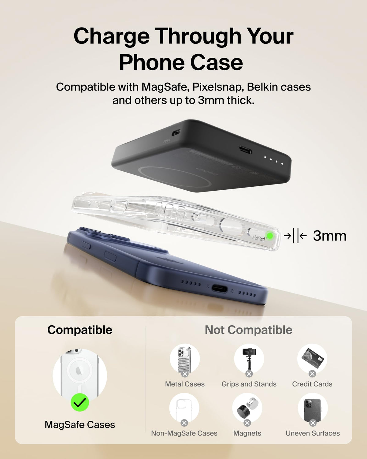 Belkin BoostCharge 10000mAh Slim Magnetic Power Bank with Kickstand - Black