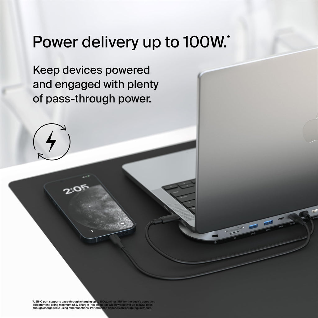 Belkin Connect 11-in-1 Universal USB-C Pro Dock w/ 3-Monitor Support, Silicon Motion Technology - Works with Mac, Windows, and Chromebook - 100W PD w/ 10Gbps Transfer Speeds & 2.5Gbps Ethernet - Black