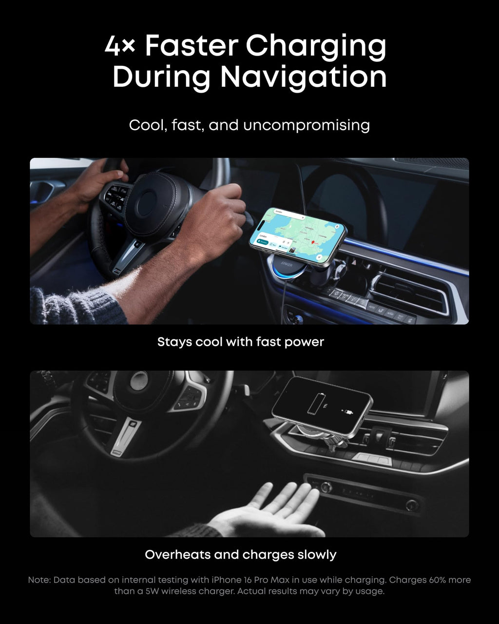 Anker Prime MagSafe Car Mount Charger, Qi2 25W Certified Wireless Car Charger with TEC Cooling, Strong Magnets, Air Vent Mount for iPhone 17-12 Series (Check Vent Compatibility, Includes 60W Adapter)