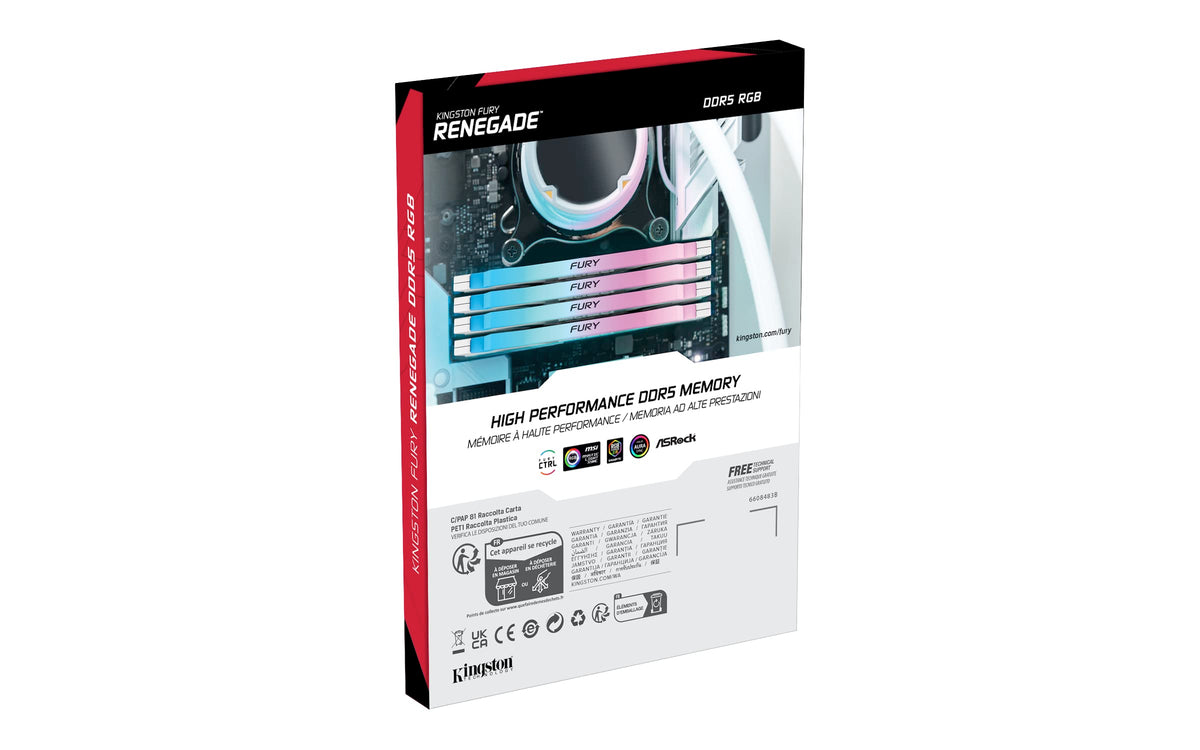 Kingston FURY Renegade White RGB XMP 32GB 6400MT/s DDR5 CL32 DIMM Desktop Gaming Memory - KF564C32RWA-32