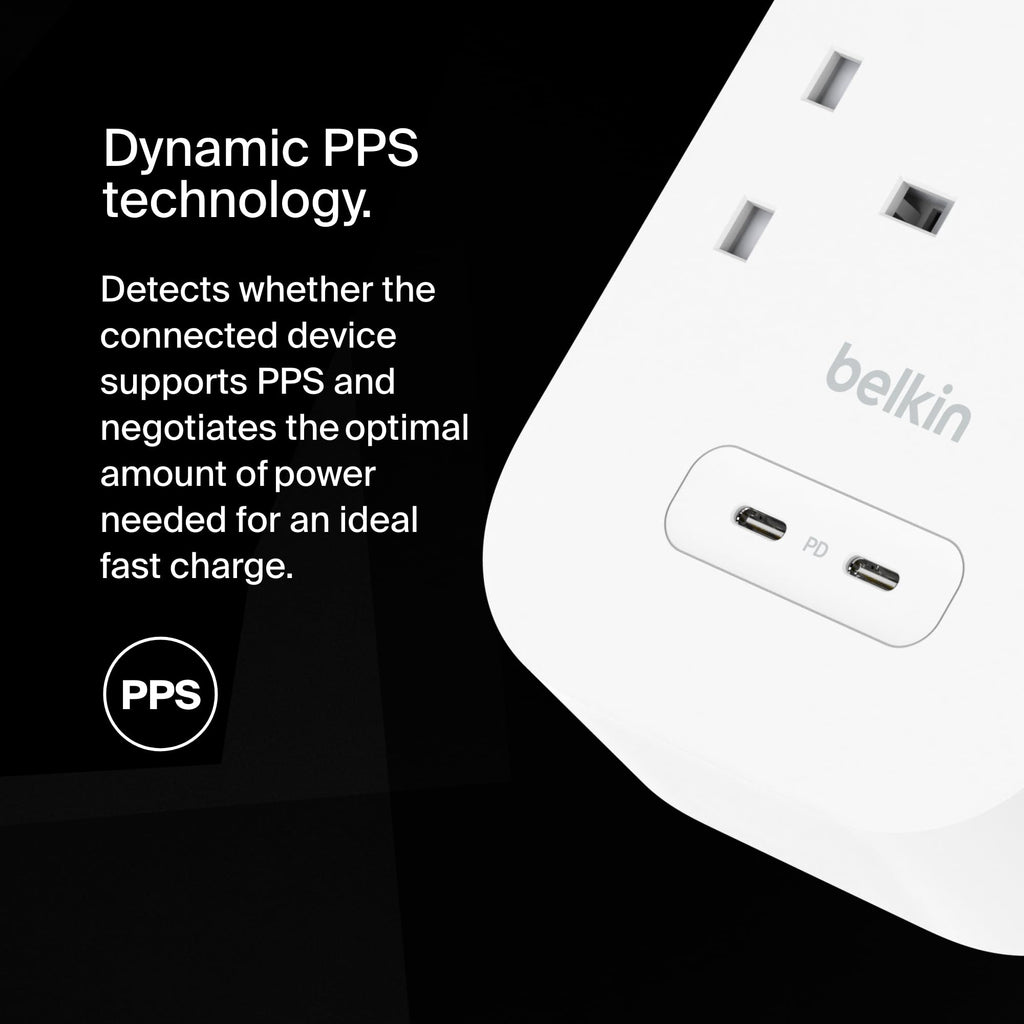 Belkin 8-Outlet Surge Protector Power Strip with 2 USB-C Ports, 2m Cord