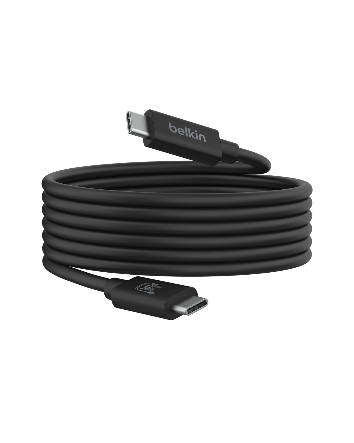 Belkin Connect USB4 Cable (6.6ft), USB-C to USB-C w/ 240W Power Delivery + 20Gbps - USB4 Compliant, Compatible with MacBook, Windows, Chromebook & More
