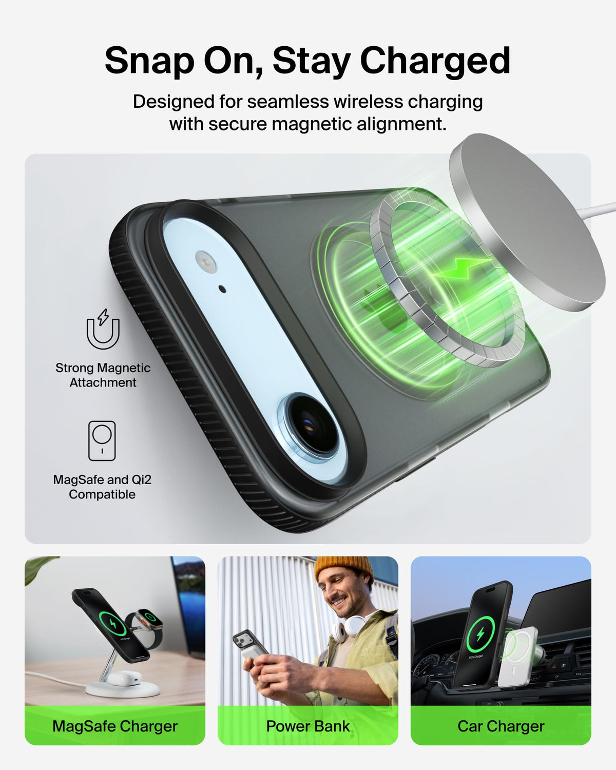 Belkin SheerForce Grip MagSafe Compatible iPhone Air Case with Slim Design & Anti-Slip Side Lines - Magnetic, Transparent, & Shockproof Protective iPhone Case - Black