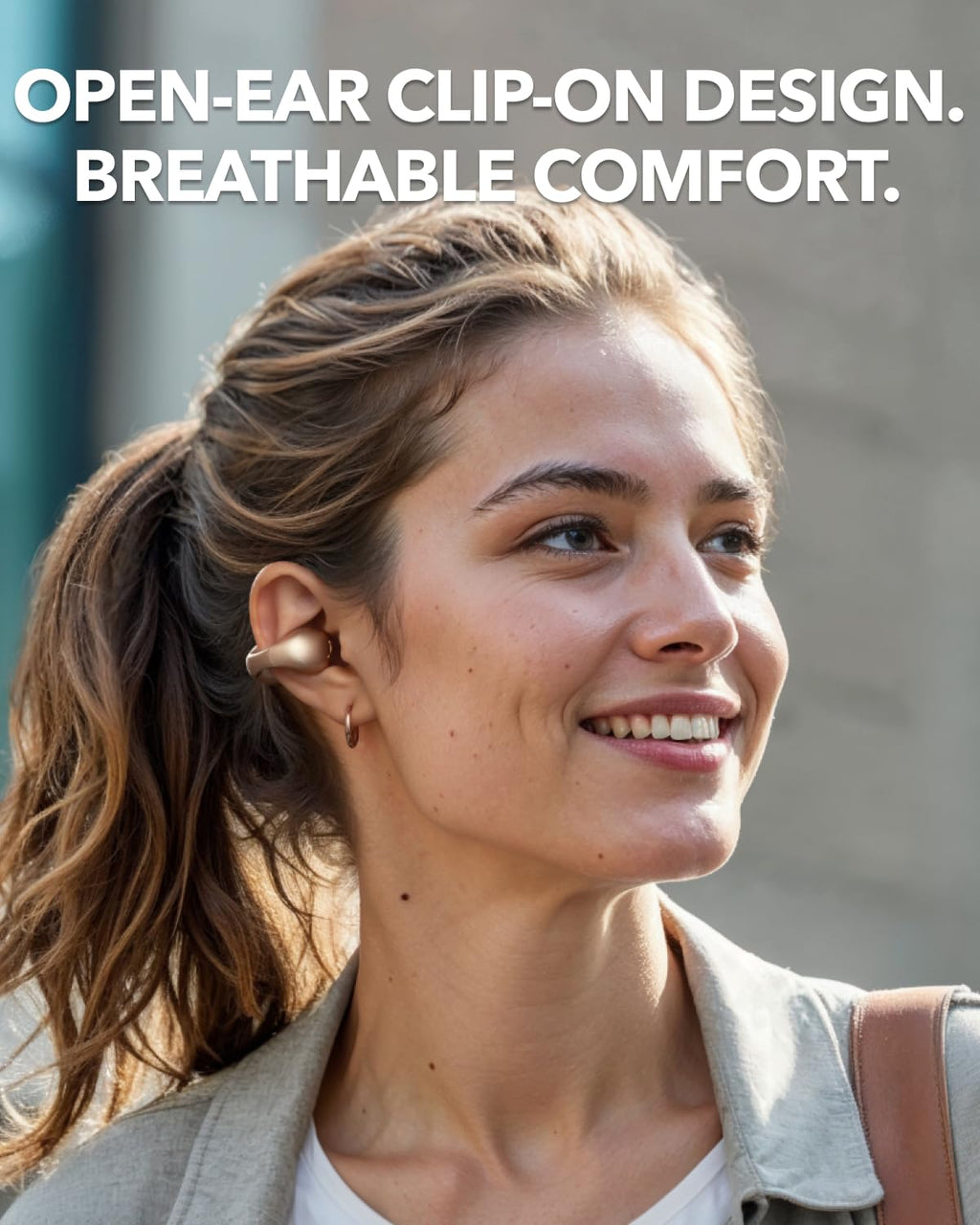 soundcore C40i by Anker, Open-Ear Earbuds, Clip-On Headphones, Flexible Joint Design, Button Controls, Lightweight Comfort, Stable Fit with Attachable Ear Grips, Expansive Drivers for Clear Sound