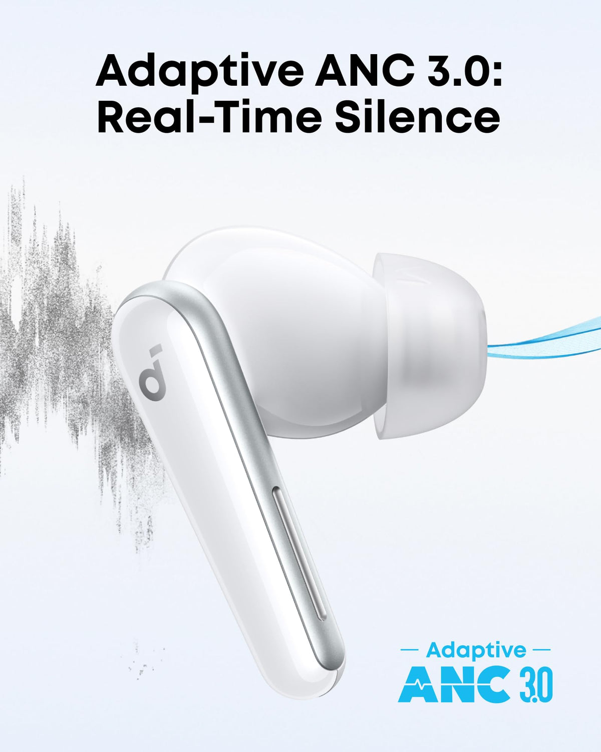 soundcore Liberty 5 by Anker, Noise-Cancelling Wireless Earbuds, 2x Stronger Voice Reduction, Real-Time Adaptive Noise Cancellation,Fast Charging,Dolby Audio, 6 Mic AI Calls (Cloud White)