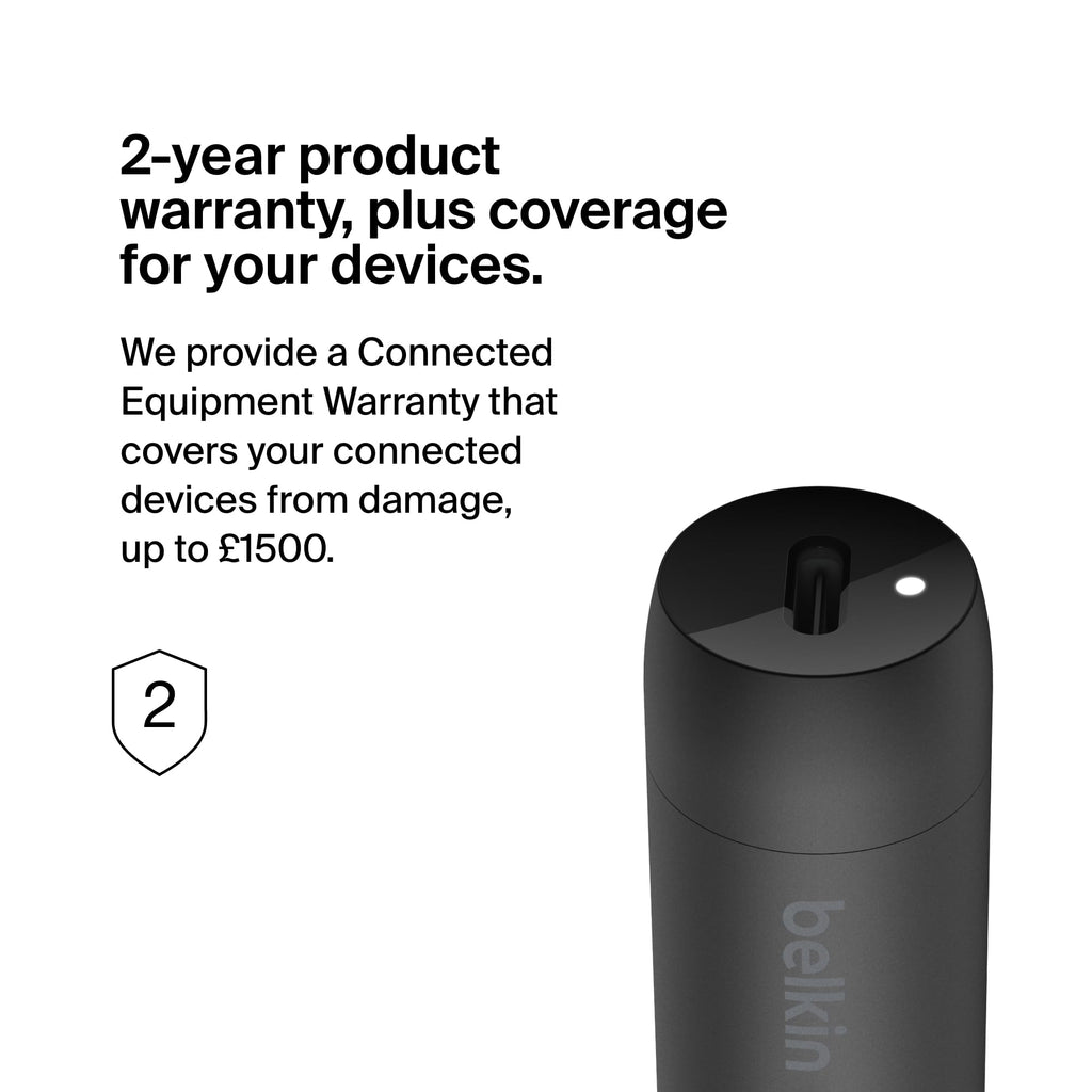 Belkin BoostCharge 30W Fast Car Charger With USB-C Power Delivery Port, Compact Design, Cable Included, Universal Compatibility for iPhone 16, 15, Galaxy S23, Note and More - Black