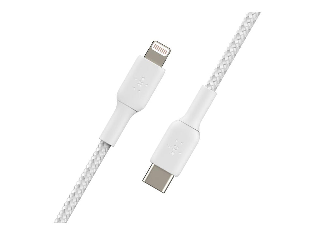 Belkin Braided USB-C to Lightning Cable (iPhone Fast Charging Cable for iPhone 14, 13, 12 or earlier) Boost Charge MFi-Certified iPhone USB-C Cable, White, 1 m