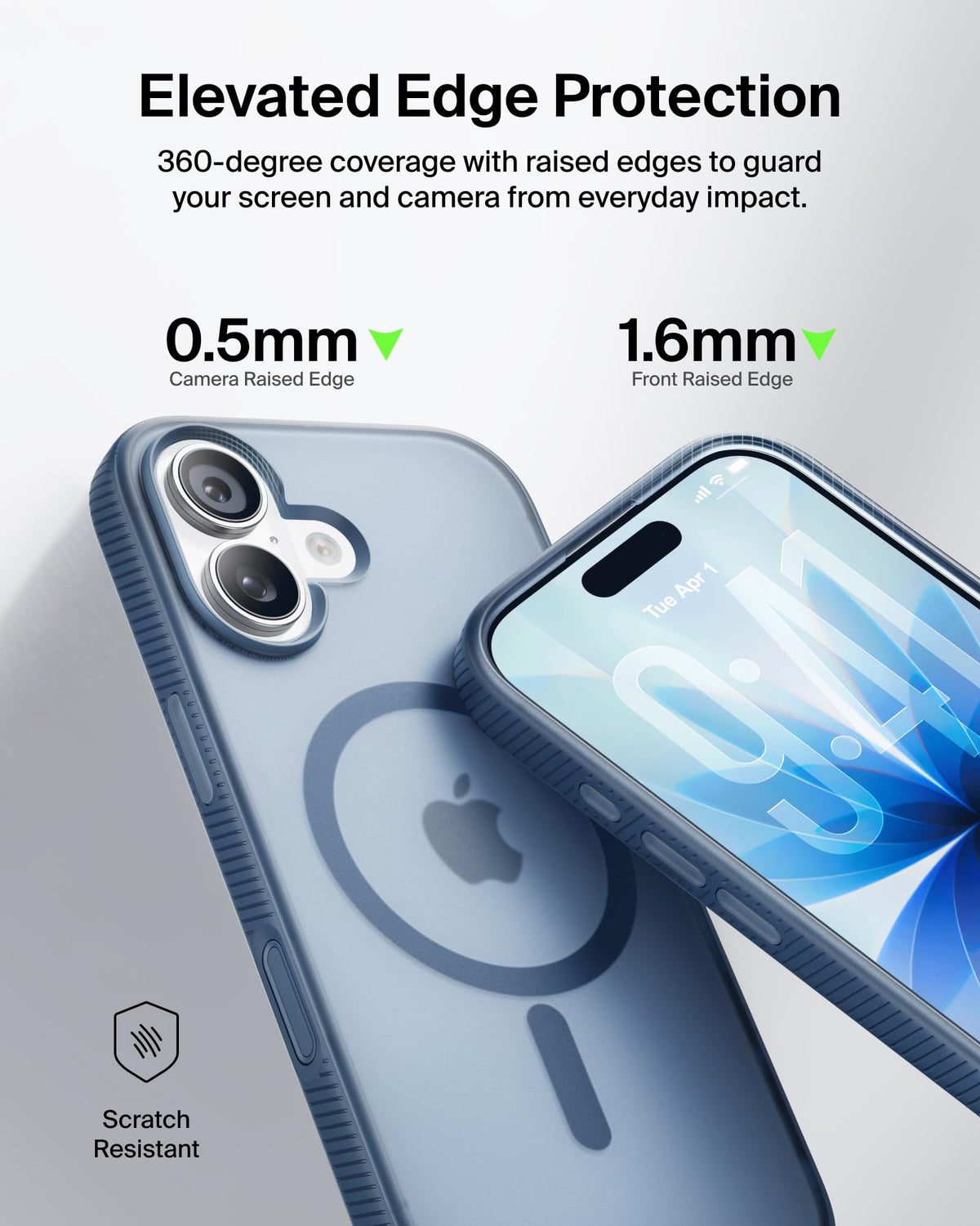 Belkin SheerForce Grip MagSafe Compatible iPhone 17 Case with Slim Design & Anti-Slip Side Lines - Magnetic, Transparent, & Shockproof Protective iPhone Case - Blue