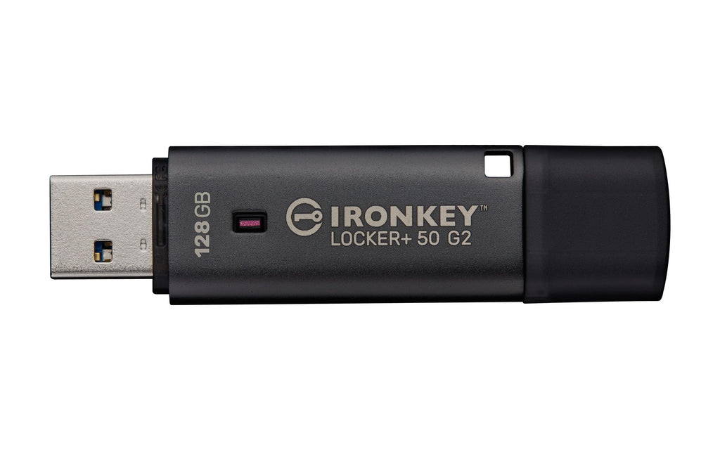 Kingston Ironkey Locker+ 50 G2 128GB Encrypted USB Drive | FIPS 197 | AES-XTS Protection | Multi-Password Security | USB 3.2 Gen 1 | IKLP50G2/128GB