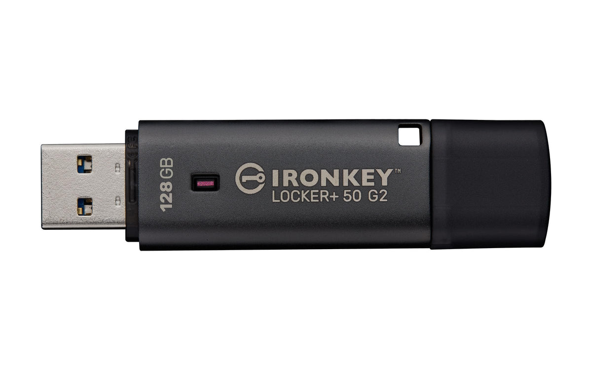 Kingston Ironkey Locker+ 50 G2 128GB Encrypted USB Drive | FIPS 197 | AES-XTS Protection | Multi-Password Security | USB 3.2 Gen 1 | IKLP50G2/128GB