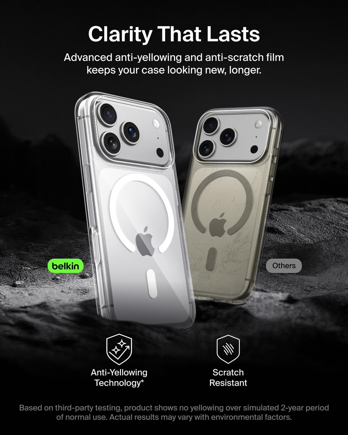Belkin SheerForce Clear MagSafe Compatible iPhone 17 Pro Case with Slim Design & Anti-Scratch Treated Coating - Magnetic, Transparent, & Shockproof Protective iPhone Case - Clear