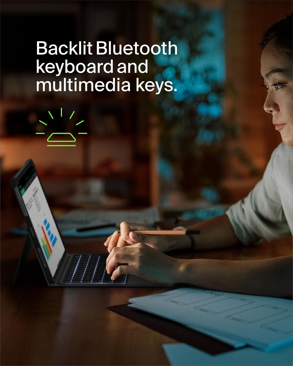 Belkin Everyday iPad Keyboard Case with Cradle, Backlit Bluetooth Keyboard, Trackpad Gestures, Magnetic Apple Pencil Holder, QWERTY, Media Keys, For iPad Air 11” M2/M3, 10.9”, iPad Pro 11”