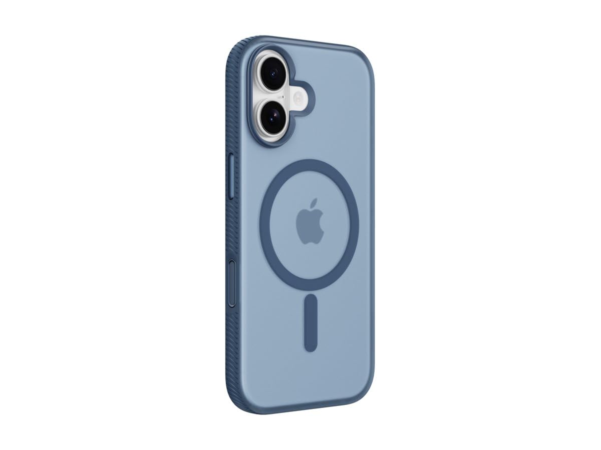 Belkin SheerForce Grip MagSafe Compatible iPhone 17 Case with Slim Design & Anti-Slip Side Lines - Magnetic, Transparent, & Shockproof Protective iPhone Case - Blue
