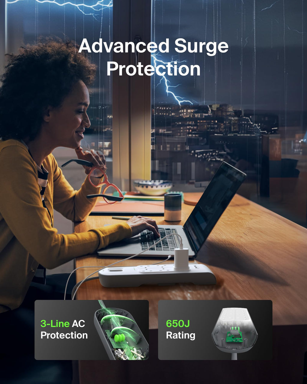Belkin Extension Lead with USB Slots x 2 (2.4 A Shared), 6 Way/6 Plug Extension, 2m Surge Protected Power Strip - White
