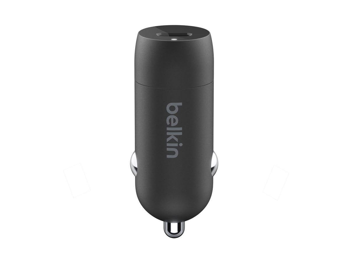 Belkin BoostCharge 30W Fast Car Charger With USB-C Power Delivery Port, Compact Design, Cable Included, Universal Compatibility for iPhone 16, 15, Galaxy S23, Note and More - Black