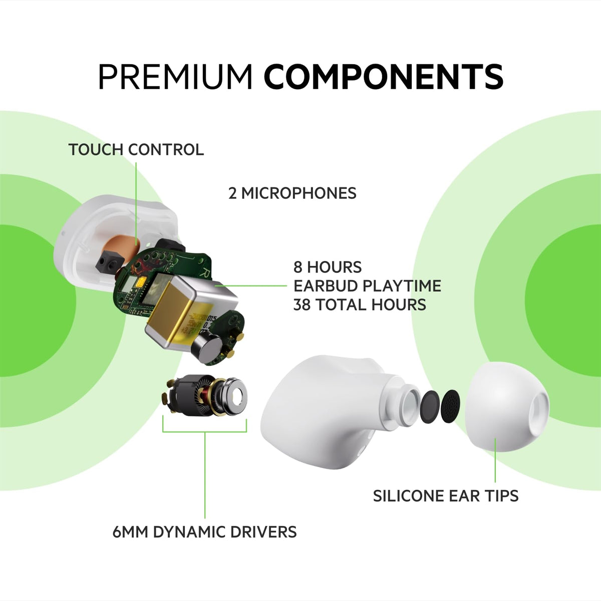 Belkin SOUNDFORM Play True Wireless Earbuds, Wireless Earphones with 3 EQ Presets, IPX5 Sweat and Water Resistant, 38 Hours Play Time for iPhone, Galaxy, Pixel and More - White