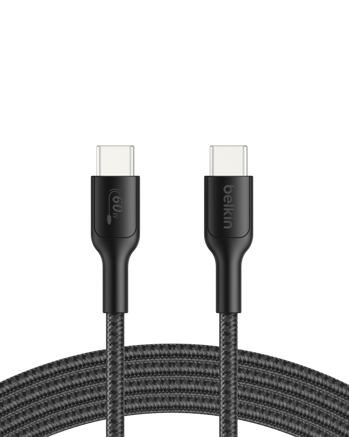 Belkin Gaming USB-C to USB-C Cable 60W (6.6ft), Braided Type C Charger Fast Charging for Nintendo Switch 2, iPhone 16, iPhone 15, iPad, MacBook Air, Chromebook, Samsung Galaxy S25 Ultra, etc. - Black
