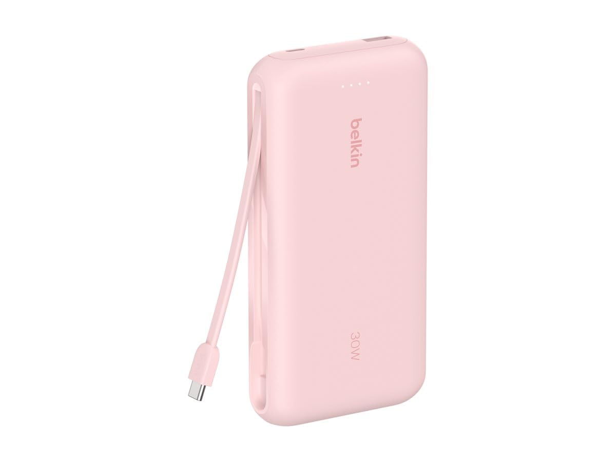 Belkin BoostCharge 20000mAh Power Bank with Integrated USB-C Cable - Pink