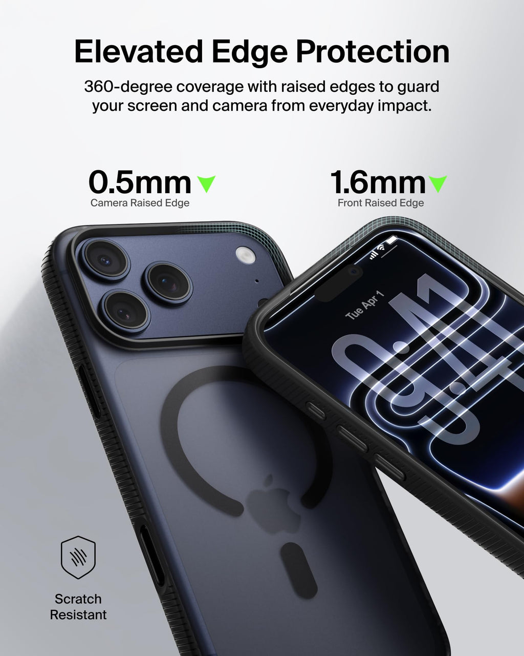 Belkin SheerForce Grip MagSafe Compatible iPhone 17 Pro Max Case with Slim Design & Anti-Slip Side Lines - Magnetic, Transparent, & Shockproof Protective iPhone Case - Black