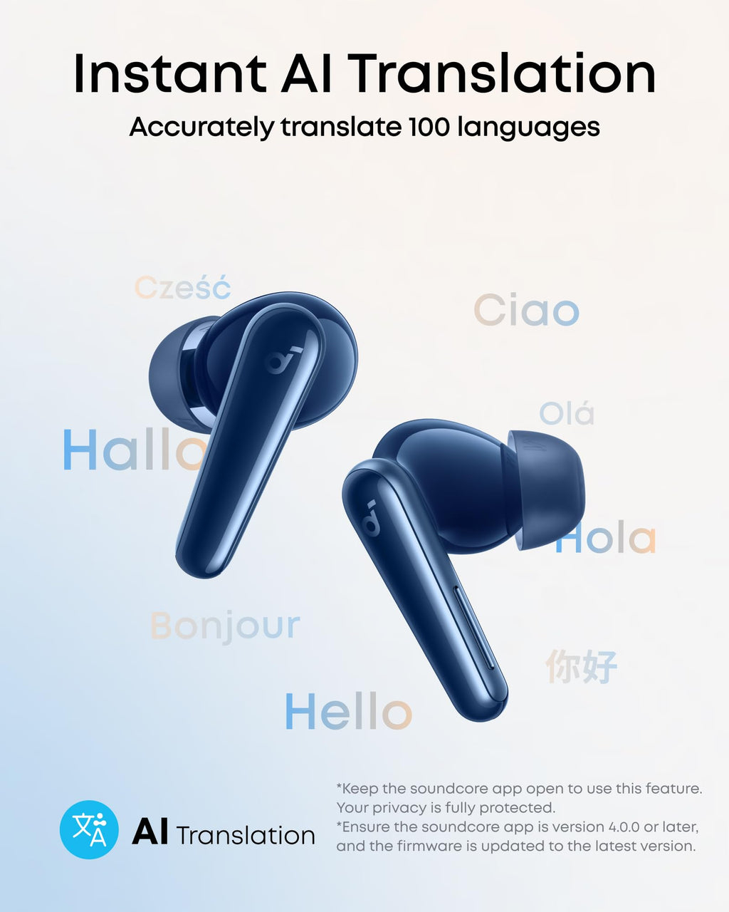 soundcore Liberty 5 by Anker, Noise-Cancelling Wireless Earbuds, 2x Stronger Voice Reduction, Real-Time Adaptive Noise Cancellation,Fast Charging,Dolby Audio, 6 Mic AI Calls (Abyss Blue)