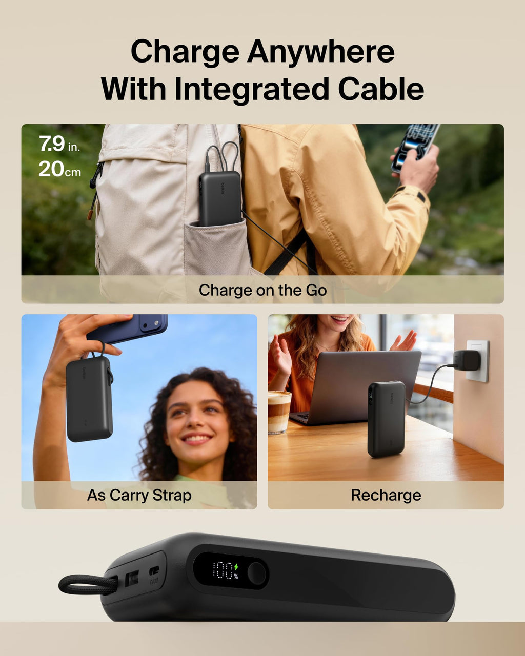 Belkin UltraCharge 20000mAh Power Bank with USB-C Cable and Display - Black