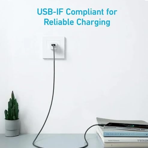 Anker 322 USB-C to USB-A 1.8 m Charge/Data Cable, 30 W Powered, Fast Charge up to 15 W - 3A/5 V, Data Transfer Rate up to 480 Mbps, Black