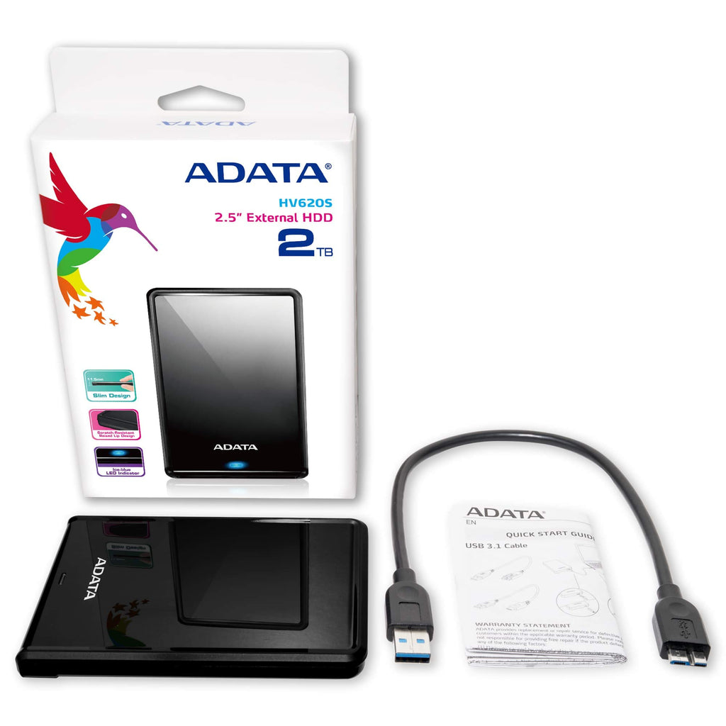 A-Data 2 TB External HV620S Black Hard Drive - AHV620S-2TU31-CBK