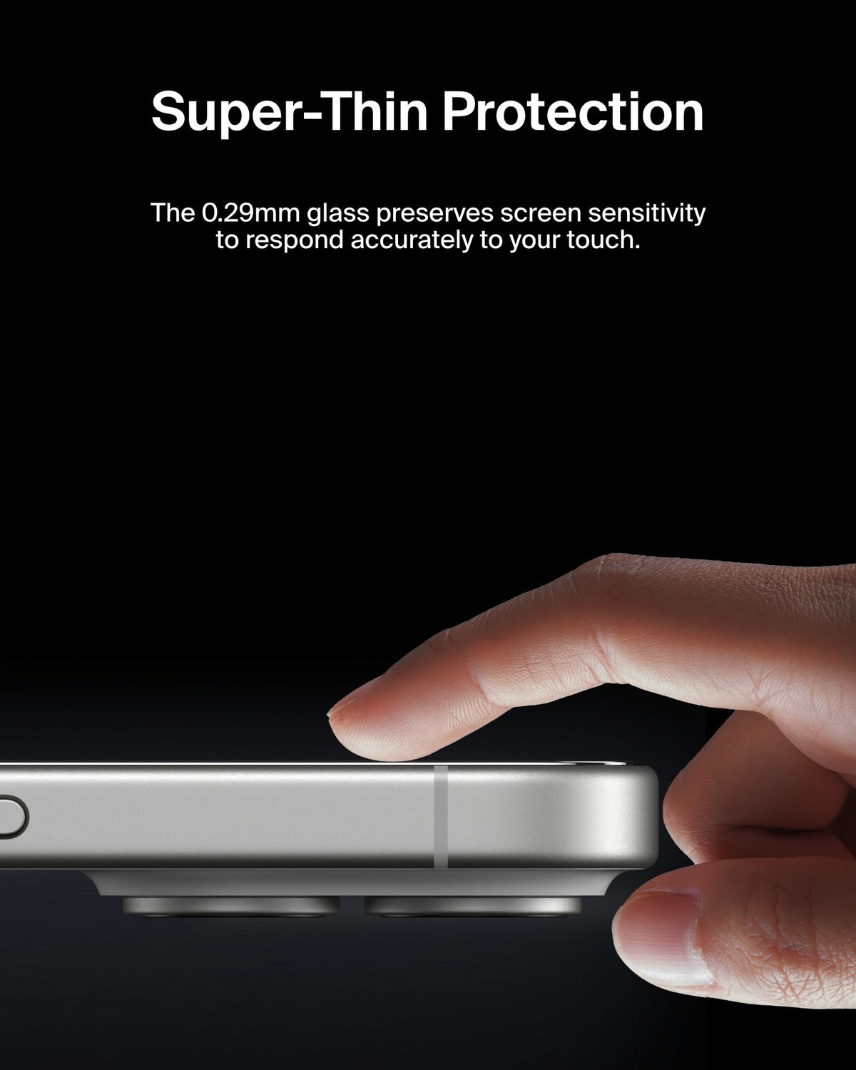 Belkin ScreenForce InvisiGlass iPhone 16 Privacy Screen Protector, scratch-resistant impact protection, easy align tray for bubble free application, recycled glass for iPhone 16, iPhone 15, 14 Pro