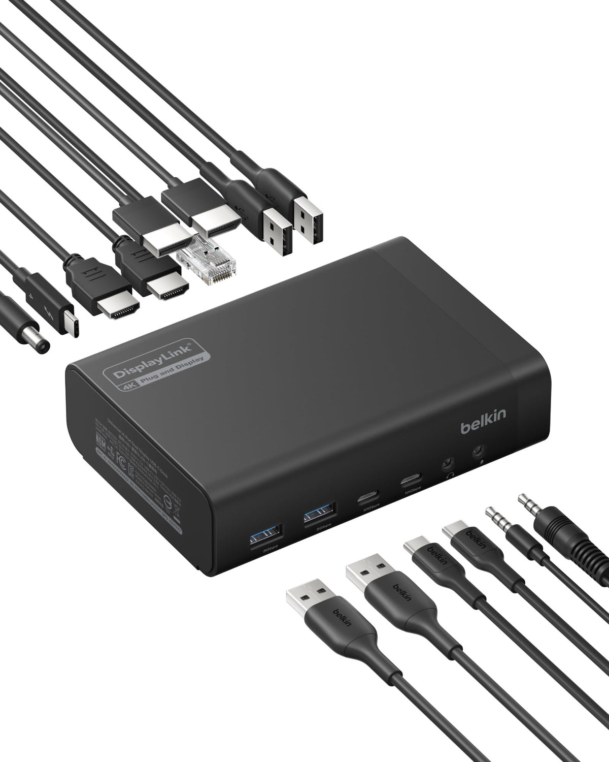 Belkin Connect 14-in-1 Docking Station 140W, Dual Display USB C Dock with 4K@60Hz Support, DisplayLink Technology - USB C Dock with 10Gbps Data Transfer, 1Gb Ethernet Port - Laptop Expansion Hub