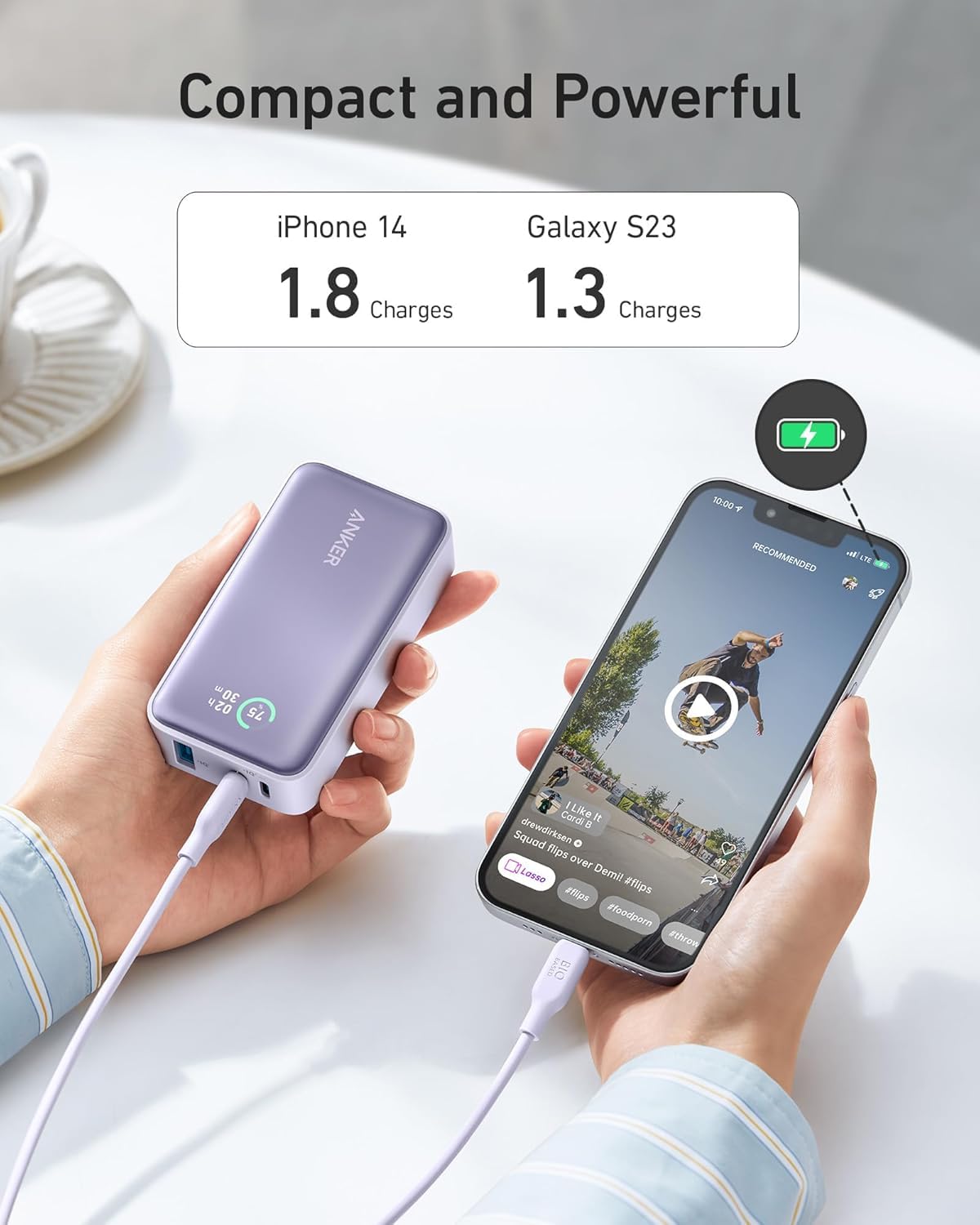 Anker Power Bank, 533 Power Bank (PowerCore 30W), Power IQ 3.0 Portable Charger with PD 30W Max Output, 10,000mAh Battery Pack for iPhone 16/15/14/13 Series, Dell, Microsoft Surface, iPad Pro,and More