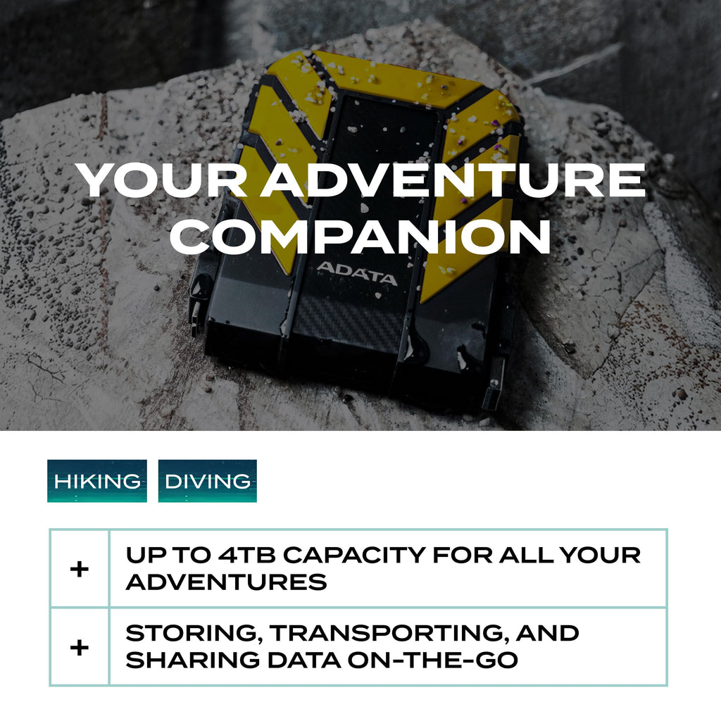 ADATA HD710 Pro 2TB USB 3.1 IP68 Waterproof/Shockproof/Dustproof Ruggedized External Hard Drive, YELLOW (AHD710P-2TU31-CYL)