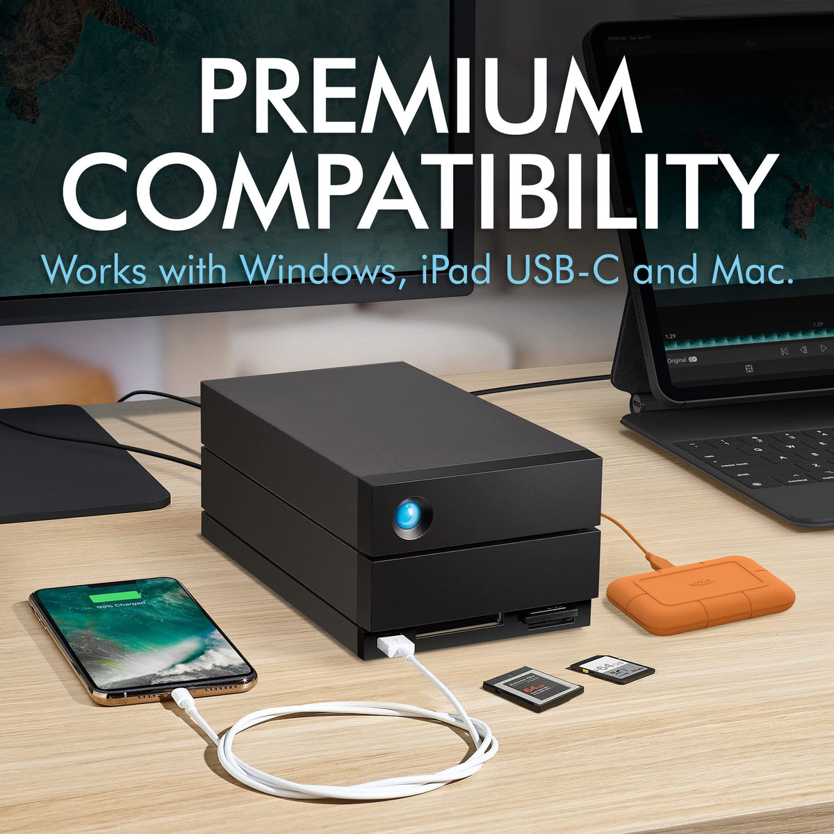LaCie 2big Dock, 48TB, External HDD - Thunderbolt 4 ports and USB4 compatibility, Data Recovery (STLG48000400)
