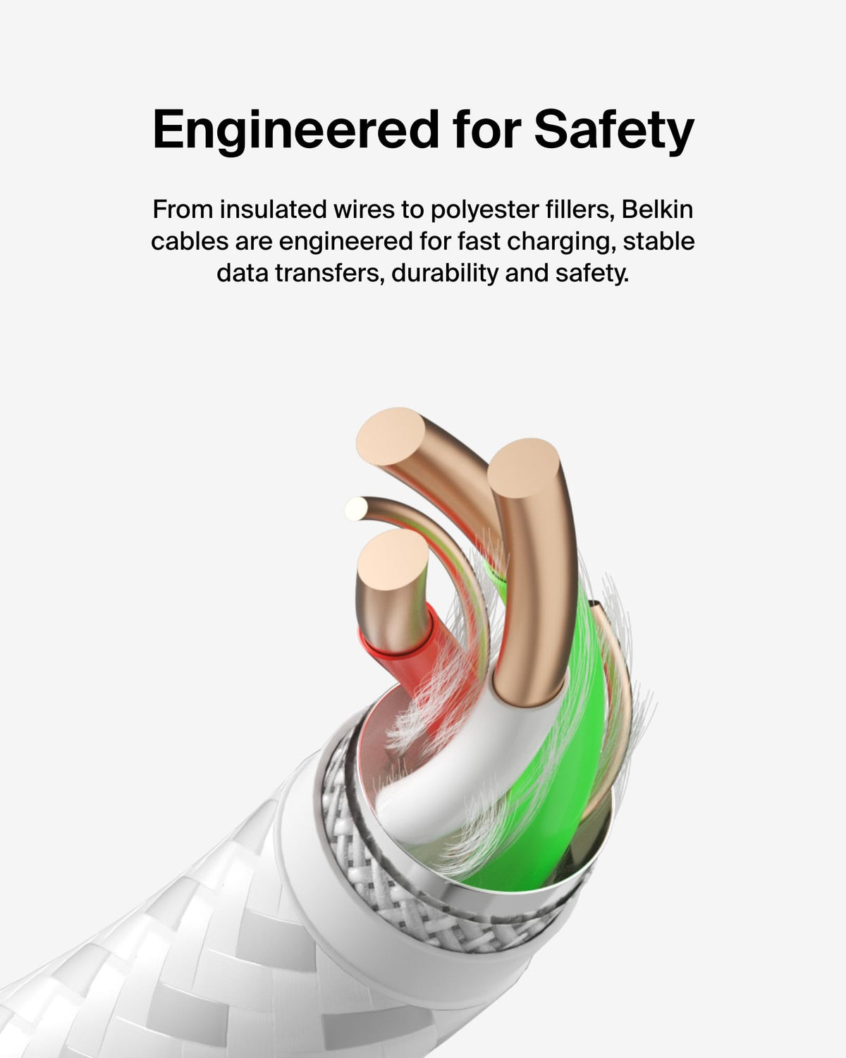 Belkin BoostCharge Braided USB C charger cable, USB-C to USB-A cable, USB type C charging cable for iPhone 16, 15, Samsung Galaxy S24, S23, Pixel, iPad, MacBook, Nintendo Switch and more - 2m, White