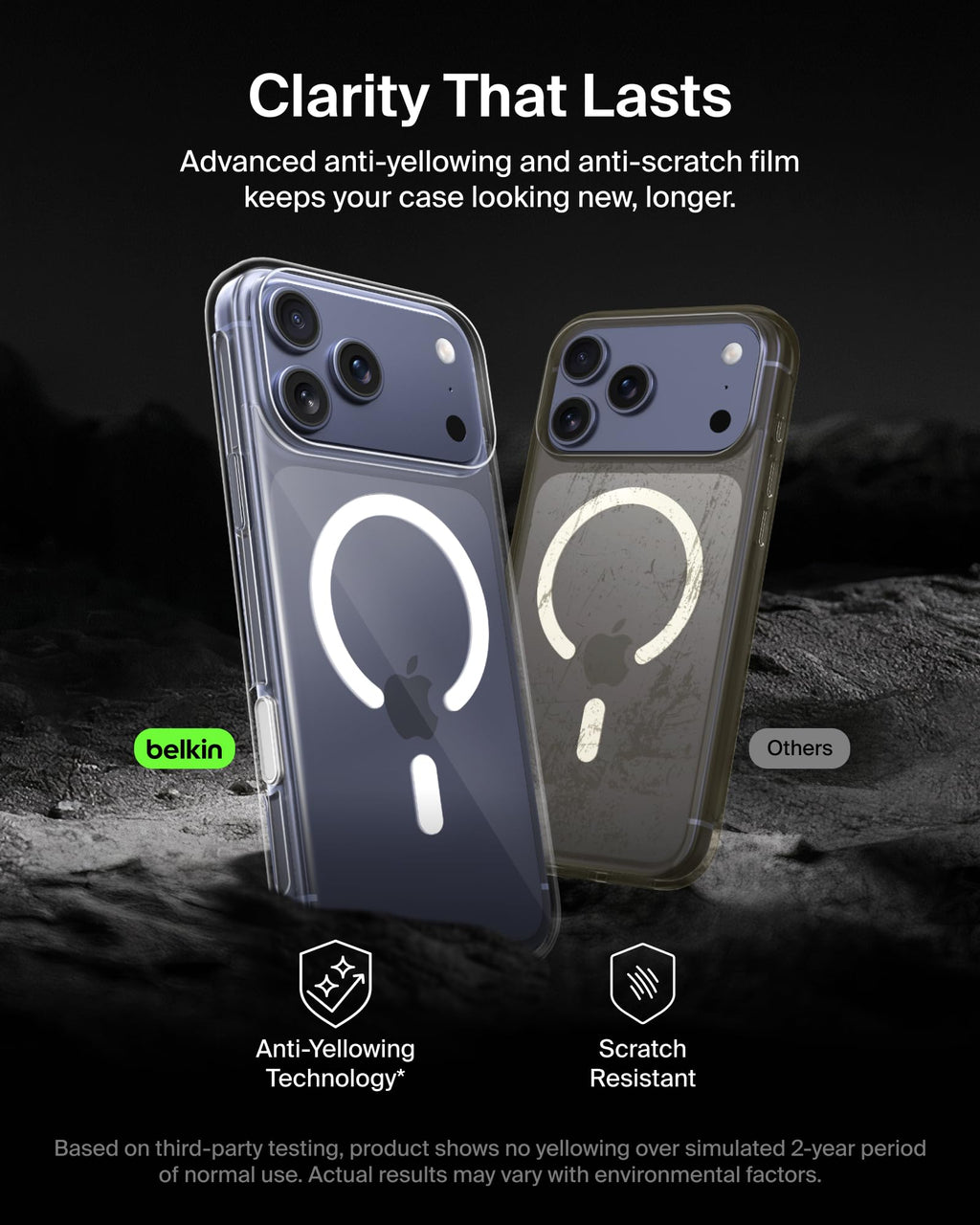 Belkin SheerForce Clear MagSafe Compatible iPhone 17 Pro Max Case with Slim Design & Anti-Scratch Treated Coating - Magnetic, Transparent, & Shockproof Protective iPhone Case - Clear