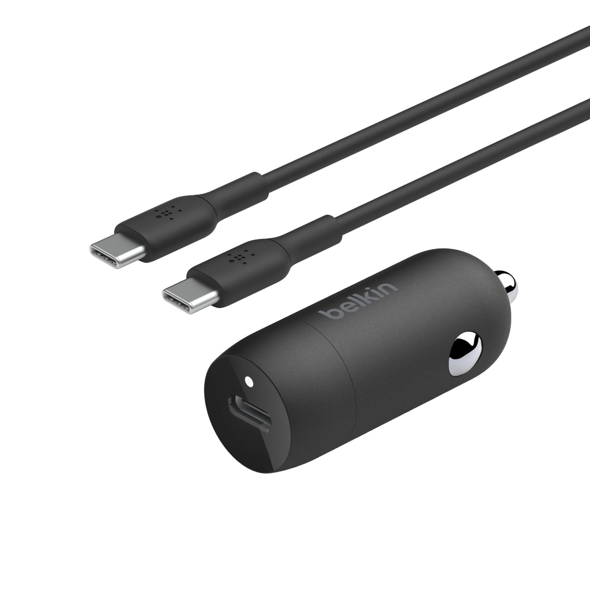 Belkin BoostCharge 30W Fast Car Charger With USB-C Power Delivery Port, Compact Design, Cable Included, Universal Compatibility for iPhone 16, 15, Galaxy S23, Note and More - Black