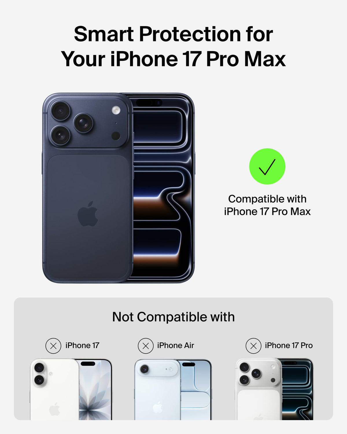 Belkin SheerForce Grip MagSafe Compatible iPhone 17 Pro Max Case with Slim Design & Anti-Slip Side Lines - Magnetic, Transparent, & Shockproof Protective iPhone Case - Black