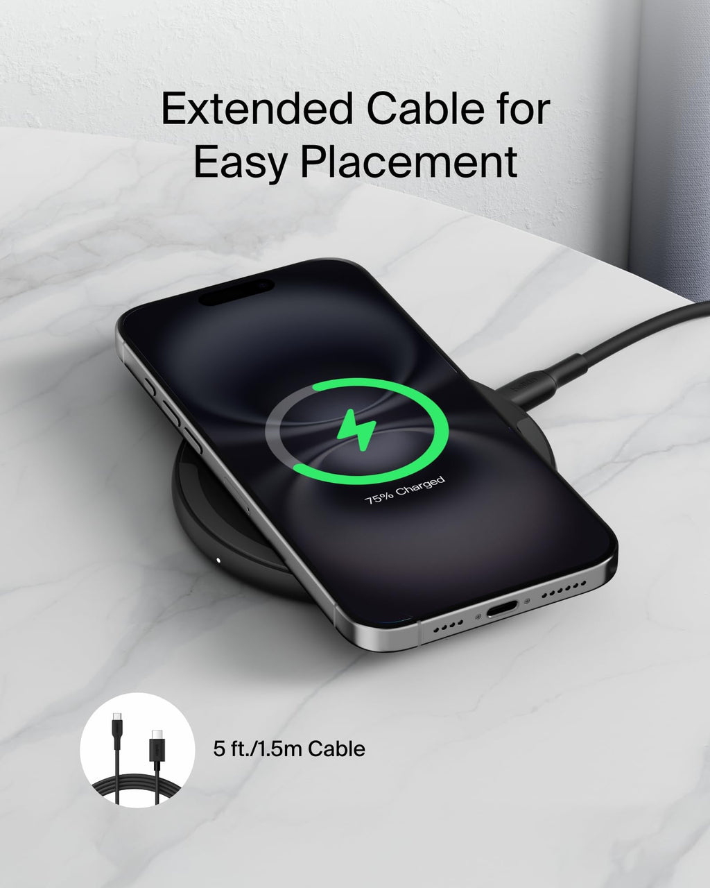 Belkin BoostCharge Wireless Charging Pad with Qi, 15W Fast Charging - Black