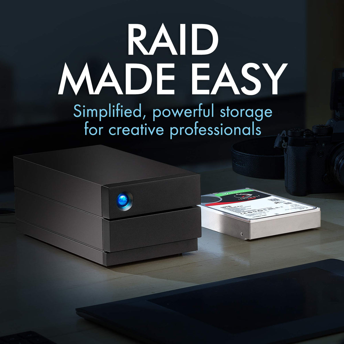 LaCie 2big RAID, 16TB, External Hard Drive Desktop, USB-C, 7.200 RPM, Enterprise Class Drives, for Mac and PC Desktop, 5 year Rescue Services (STHJ16000800)