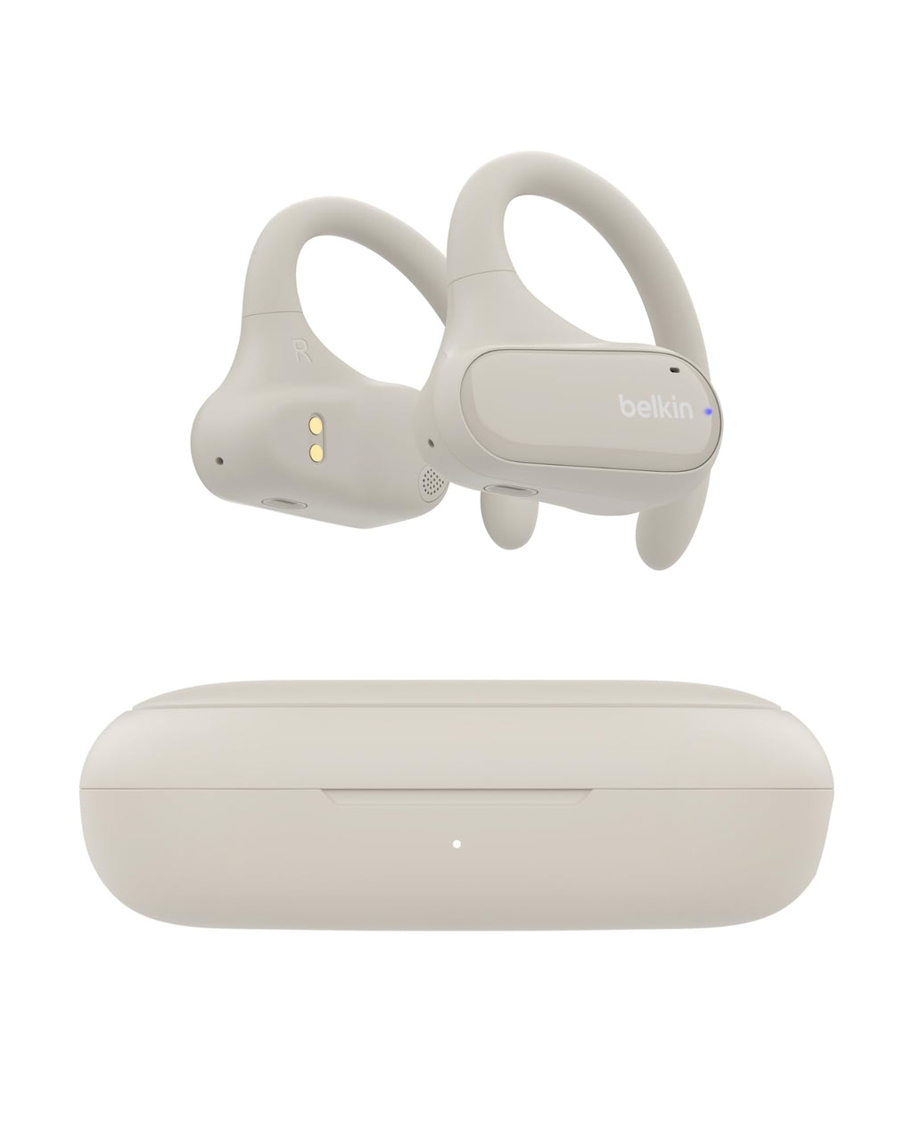 Belkin SoundForm ClearFit Open-Ear Headphones, lightweight wireless earphones with ENC, Bluetooth earbuds with ear hooks, clear calls, 26H playtime, IPX5 running and gym headphones for sports - Sand