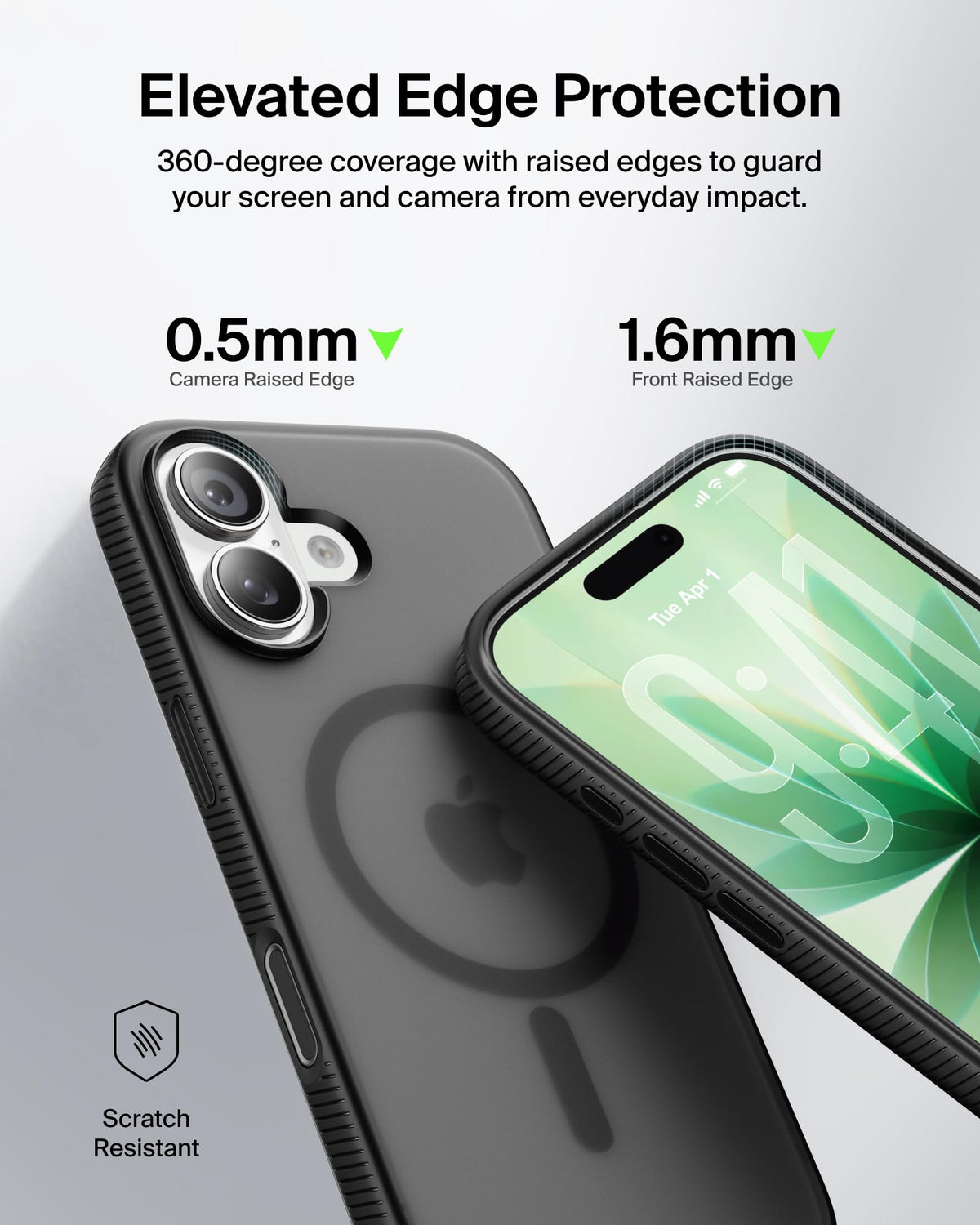 Belkin SheerForce Grip MagSafe Compatible iPhone 17 Case with Slim Design & Anti-Slip Side Lines - Magnetic, Transparent, & Shockproof Protective iPhone Case - Black