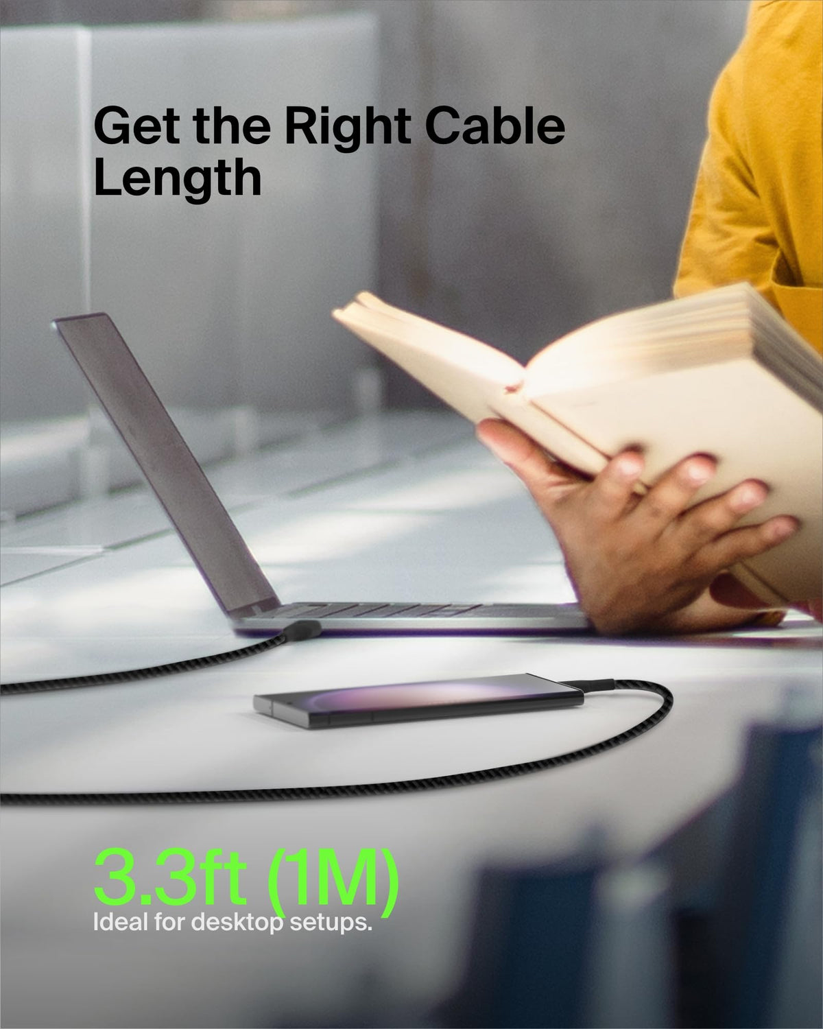 Belkin BoostCharge Braided USB C charger cable, USB-C to USB-A cable, USB type C charging cable for iPhone 16, 15, Samsung Galaxy S24, S23, Pixel, iPad, MacBook, Nintendo Switch and more - 1m, Black