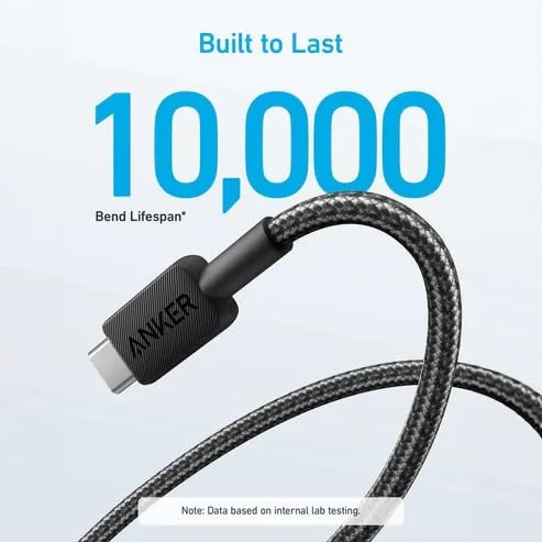Anker 322 USB-C to USB-A 1.8 m Charge/Data Cable, 30 W Powered, Fast Charge up to 15 W - 3A/5 V, Data Transfer Rate up to 480 Mbps, Black
