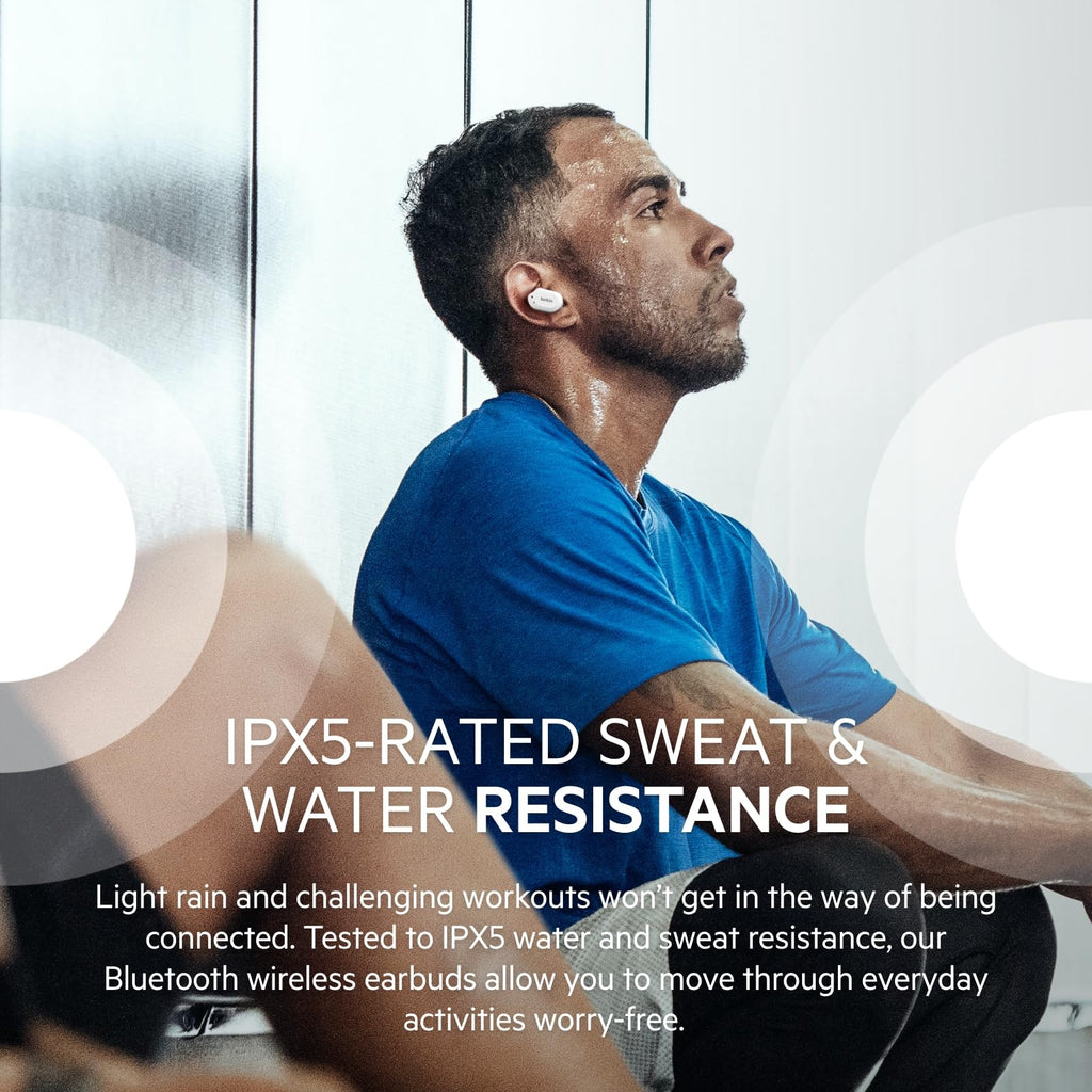 Belkin SOUNDFORM Play True Wireless Earbuds, Wireless Earphones with 3 EQ Presets, IPX5 Sweat and Water Resistant, 38 Hours Play Time for iPhone, Galaxy, Pixel and More - White