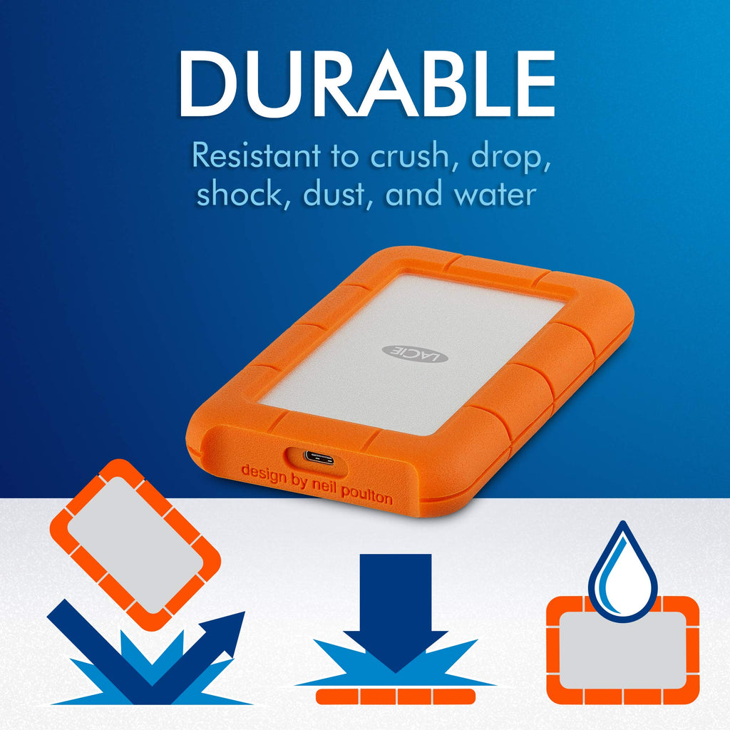 LaCie 5TB Rugged Portable Hard Drive | USB-C (STFR5000800)